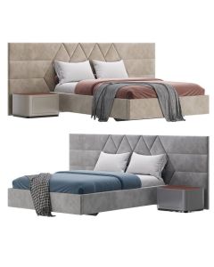 Modern Bed with Geometric Headboard Design-MAM0930202568