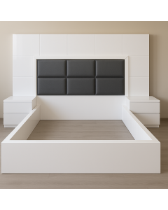Modern Formica Bed with Upholstered Panel Headboard | Maimo Furniture Cameroon-MAM0930202533