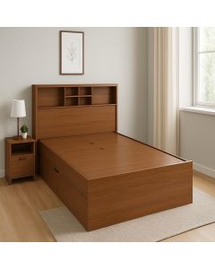 Storage Bed with Bookshelf Headboard and Modern Finish-MAM0930202563