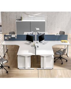 MOB - 4PC - Modern 4-seater office table executed in wood and metal (Desk & Cupboard only) - MAM032322020