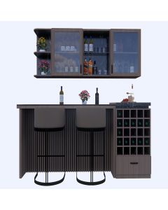 Modern Wooden Bar Cabinet with Wine Rack & Overhead Storage – Maimo Furniture MAM2510202513