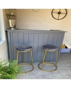 Compact Grey Wooden Bar Cabinet with Modern Stools | Home Mini Bar | Maimo MAM2510202508