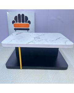 Modern Formica Coffee Table with Marble-Effect Top & Black Base – Stylish Living Room Center Table by Maimo Furniture-MAM1125202524