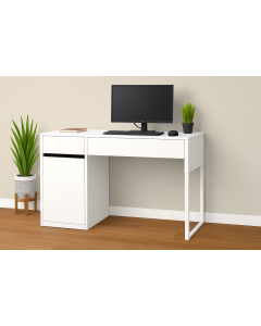 White Computer Desk with Side Cabinet – Modern Home Office Desk by Maimo Furniture MAM0311202504