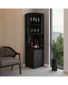 Stylish Corner Bar Cabinet with Glass Holder & Bottle Storage – Modern Home Bar Unit MAM10122025004
