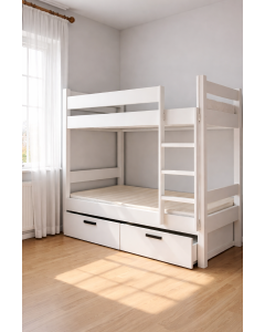 White Bunk Bed with Storage Drawers – Modern Space Saving Bed by Maimo Furniture-MAM202618238
