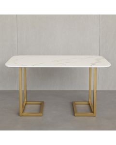 White Marble Dining Table with Gold Metal Legs – Elegant Modern Dining by Maimo Furniture-MAM111820254
