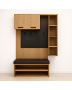 Floating Wardrobe with Bench –and Shelves Space-Saving MAM06112025003