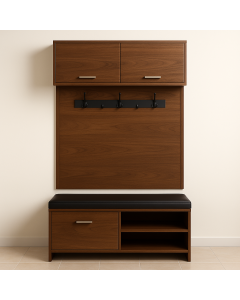 Modern Floating Wardrobe and Bench with Open Shelves MAM06112025009