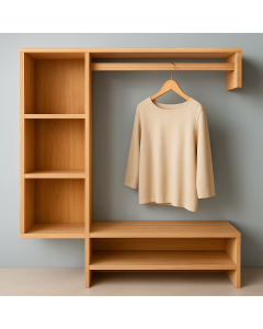 Floating Wardrobe and Bench with Open Shelves – Wall Mounted Entryway Organizer MAM06112025006