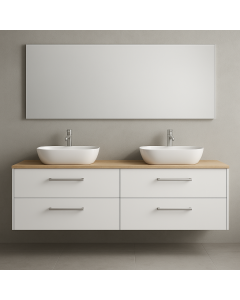 Minimalist White Double Sink Toilet Cabinet with Wood Top Maimo Furniture MAM11102025008