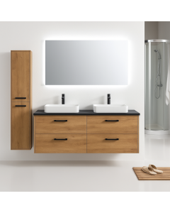 Natural Wood Double Sink Toilet Cabinet with Tall Storage Maimo Furniture Cameroon MAM1110202500