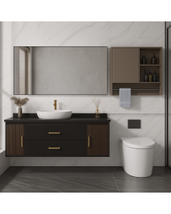 Modern Double Sink Toilet Cabinet with Black Granite Top Maimo Furniture MAM11102025001