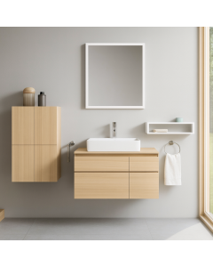 Minimalist Single Sink Toilet Cabinet with Tall Storage  Maimo Furniture MAM111020250012
