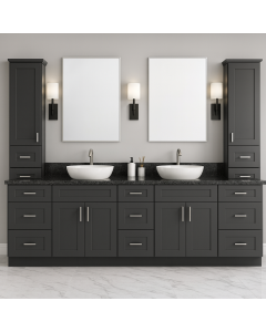 Luxury Black Double Sink Toilet Cabinet with Granite Top Maimo Furniture MAM111020250013