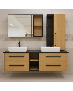 Modern Double Sink Toilet Cabinet with Tall Storage and Mirror Maimo Furniture MAM121020250019