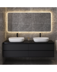 Luxury Black Double Sink Toilet Cabinet with Backlit Mirror Maimo Furniture MAM121020250018