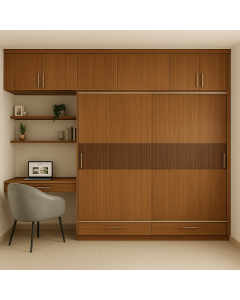 Brown Sliding Wardrobe with Desk  Maimo Furniture Cameroon MAM14102025009