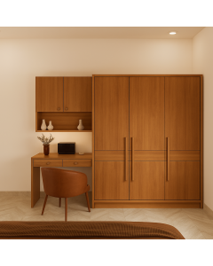 Light Brown Wardrobe with Desk & Shelves  Maimo Furniture Cameroon MAM14102025008