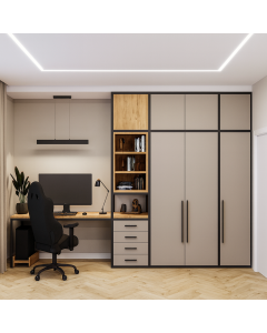 Modern Beige Wardrobe with Desk & Open Shelves  Maimo Furniture MAM151020250024