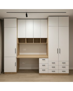 Modern White Wardrobe with Desk & Storage Drawers Maimo MAM151020250028