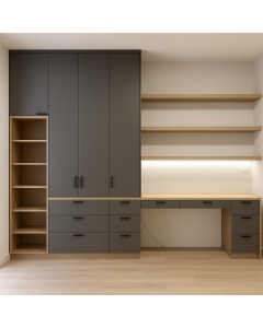 Modern Wardrobe with Desk, Drawers & Shelves  Maimo Furniture Cameroon MAM141020250019