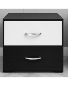Modern Black & White Bedside Cupboard with 2 Drawers – Elegant Bedroom Storage  MAM221020250010