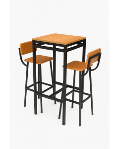 High Chair and Table Set | Black Metal & Brown Bar Set by Maimo Furniture MAM201020250016