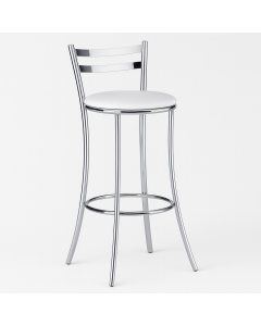 Chrome Metal High Chair with White Seat | Modern Bar Stool by MAM201020250015