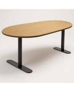Oval Formica Dining Table with Dual Black Metal Pedestal – Stylish Modern Dining by Maimo Furniture-MAM1118202516
