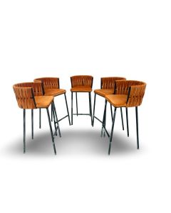 Modern formica TV stand with side cabinets and multi-section open shelving-MAM1125202538