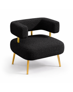 Modern Curved Lounge Chair with Gold Legs – Luxury Accent Chair by Maimo Furniture-MAM202618233