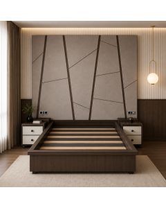 Vertex Luxe Upholstered Bed with Geometric Statement Headboard by Maimo Furniture- MAM180620269
