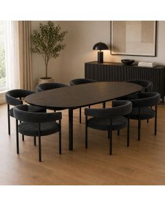 Large Oval Formica Dining Set with Upholstered Chairs – Modern Luxury Dining by Maimo Furniture-MAM20262218
