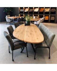 Oval Formica Dining Table Set with Upholstered Chairs & Bench – Modern Dining by Maimo Furniture-MAM20262213