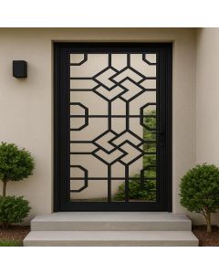Geometric Lattice Metal Door with Glass Panel | Maimo Furniture-MAM1024202505