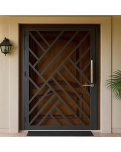 Metal Security Door with Diagonal Grill Overlay – Maimo Furniture – Maimo Furniture-MAM10242025018