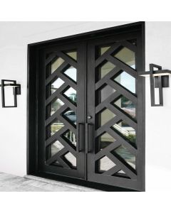 Double Black Metal Door with Diagonal Glass Design | Maimo Furniture-MAM1024202502