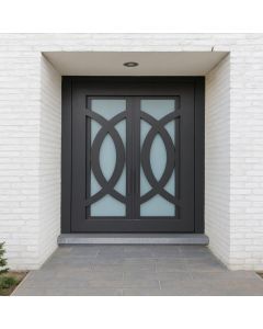 Double Metal Entrance Door with Oval Glass Design – Maimo Furniture-MAM10242025016