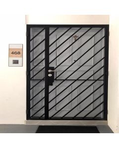 Modern Metal Security Door with Diagonal Grill – Maimo Furniture-MAM10242025012