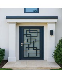Modern Geometric Metal Door with Frosted Glass | Maimo Furniture-MAM10242025011