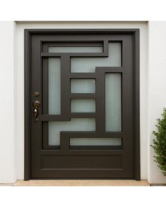 Modern Metal Door with Geometric Glass Design – Maimo Furniture-MAM10242025015
