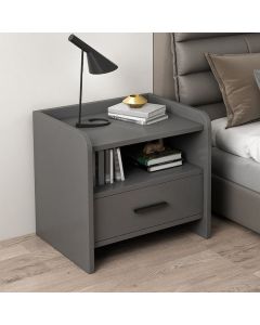 Modern Grey Bedside Cupboard with Drawer & Open Shelf  Bedroom Storage  MAM22102025008