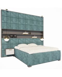 Luxury Bed with Oversized Upholstered Headboard and Integrated Wall Shelves | Maimo Furniture Cameroon-MAM0930202523