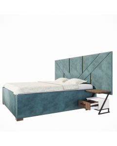Modern Bed with Geometric Upholstered Headboard and Side Storage | Maimo Furniture Cameroon-MAM0930202513