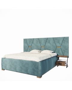 Modern Bed with Diamond Upholstered Headboard and Gold Inserts | Maimo Furniture Cameroon-MAM0930202516