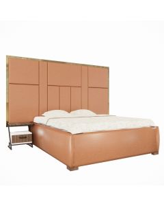 Luxury Bed with Oversized Upholstered Headboard and Gold Framing | Maimo Furniture Cameroon-MAM0930202521