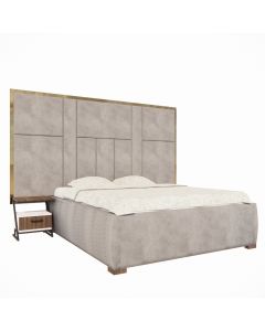 Modern Bed with Oversized Upholstered Headboard and Gold Frame | Maimo Furniture Cameroon-MAM0930202518