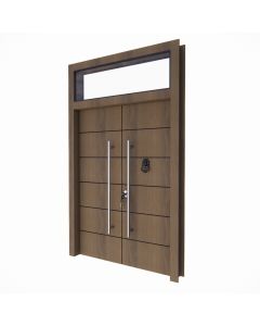 Double Main Door with Transom Window and Metallic Handles | Maimo Furniture Cameroon MAM2310202503