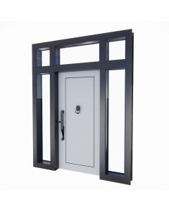 Main Door with Framed Glass Sidelights and Decorative Knocker | Maimo Furniture Cameroon MAM2310202505